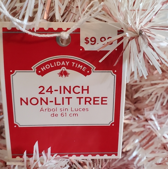Holiday Time Non-Lit Corning Cream & Rose Gold Ombre Tinsel Spruce 24" Tree - Picture 2 of 2